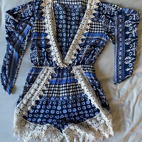 Beautiful blue romper. Boho style - Picture 1 of 9